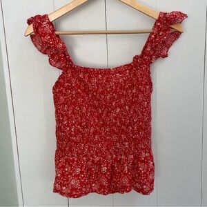 Madewell Red Floral Women's Top